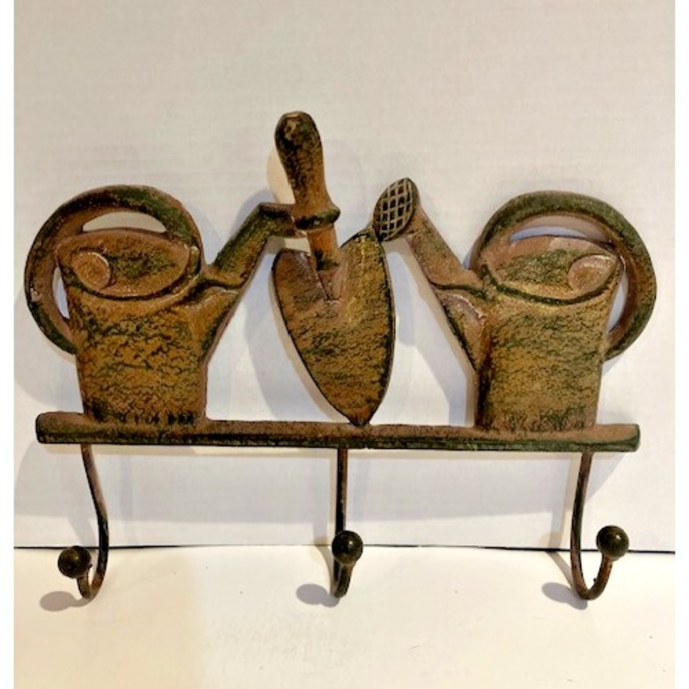 Rustic Three Hook Cast Iron‎ Hanger Garden Theme 11.5"L x 9'H